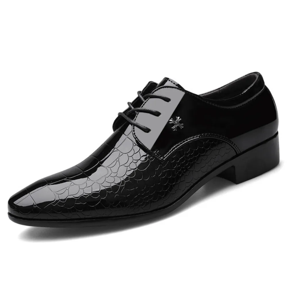 Men's Dress Shoes Cracked Stripe Classic Formal Business Oxford Shoes Casual Lace Up Mens Derbys Shoes