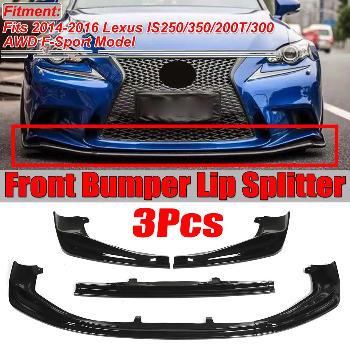 New Car Front Bumper Splitter Lip Chin Spoiler Body Kit Diffuser Protector Guard For Lexus IS250 IS350 IS300 F-Sport 2014-2016