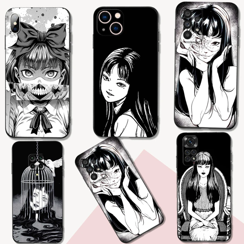 Black tpu Case For Huawei Y9S Y6S Y8S Y5P Y7P Y8P Y5 lite Prime 2018 Y6 2019 Cover Junji Ito Terror Horror Anime