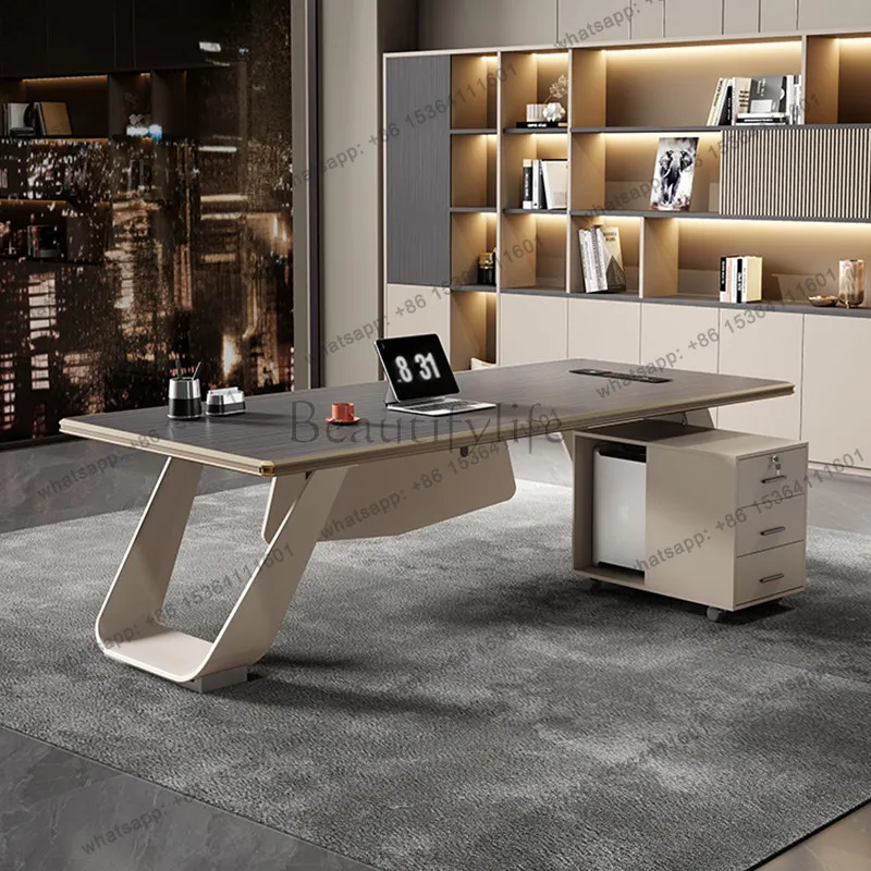 Steel frame boss desk light luxury high sense simple modern class desk president table furniture