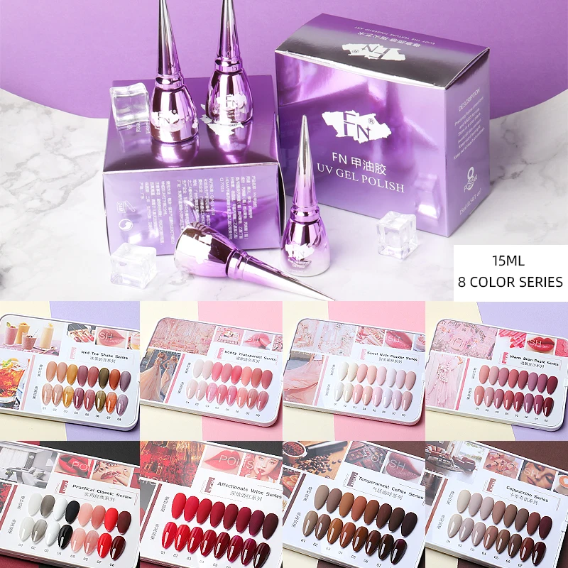 8Pcs 15ml UV Nail Polish Set 120-Color for Professional Nail Art Salon Semi Permanent High Quality Soak Off Nail Varnish Lacquer