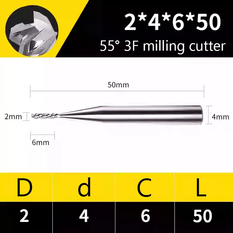 MRCM D2 * d4 * 6 * 50L Iso 9001 معيار 2 مللي متر 6 مللي متر الألومنيوم إنهاء قاطعة المطحنة الصلبة كربيد نهاية مطحنة أداة القواطع ل Cnc #2
