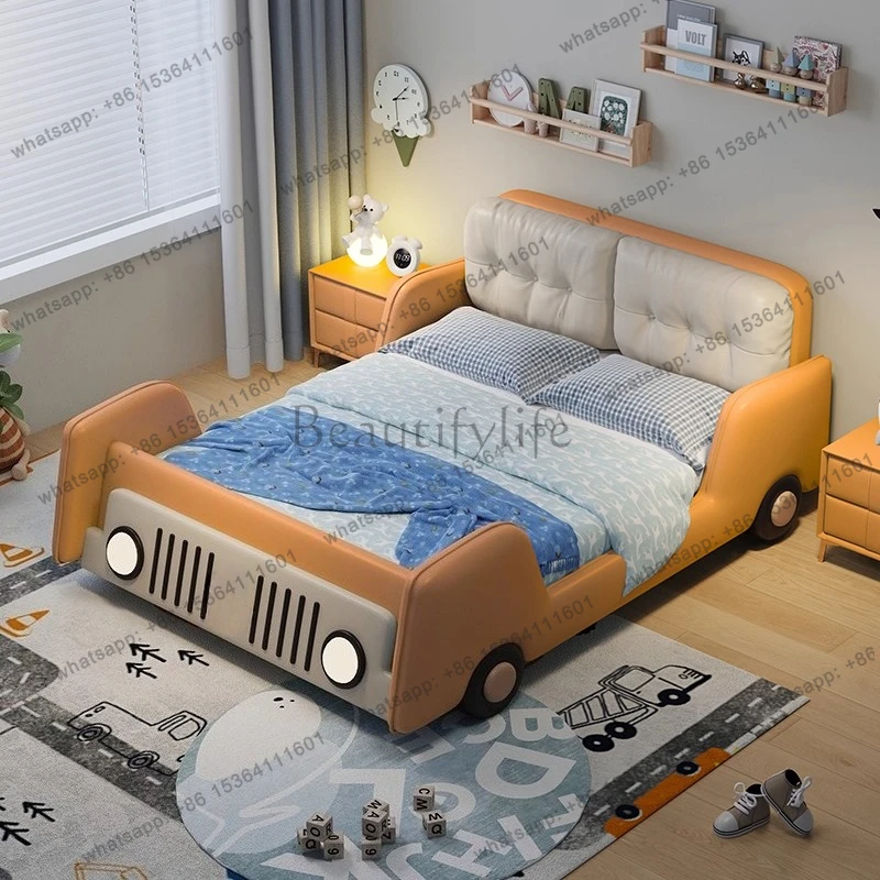 

120x200 135x200 150x200 180x200 cm multifunctional sports car with leather storage Bed bases and frames bedroom beds