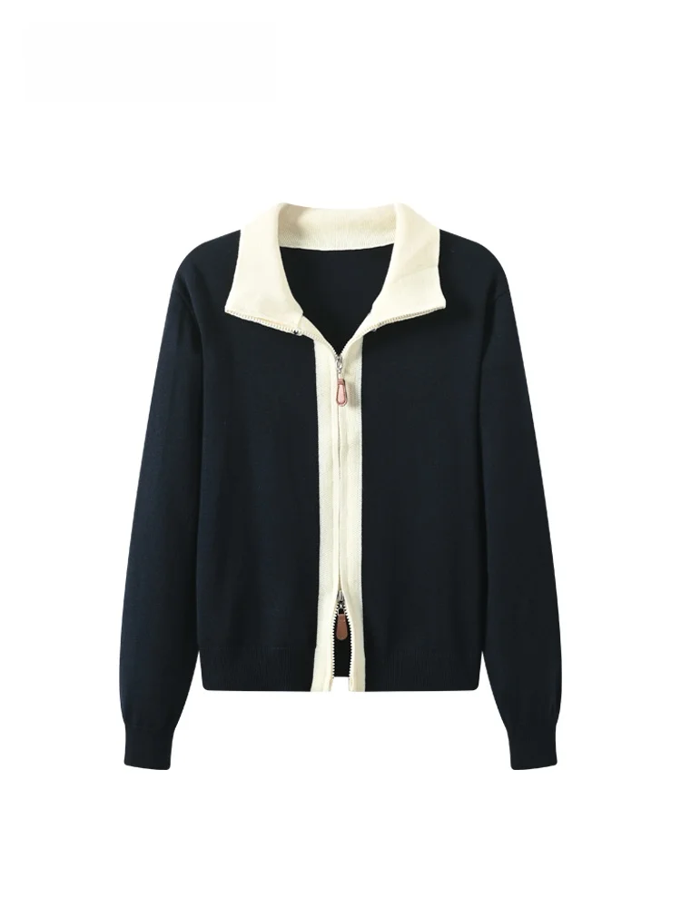 

Женский вязаный кардиган Cara CLUB больших размеров с длинными рукавами, новинка ранней весны, с цветовыми блоками, антивозрастной топ