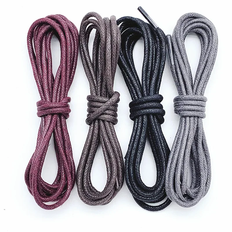 1Pair 2.5mm Length 60/90/100/120cm Cotton Waxed Shoelaces Round Oxford Shoe laces Boots Laces Waterproof Leather Shoelace image 5