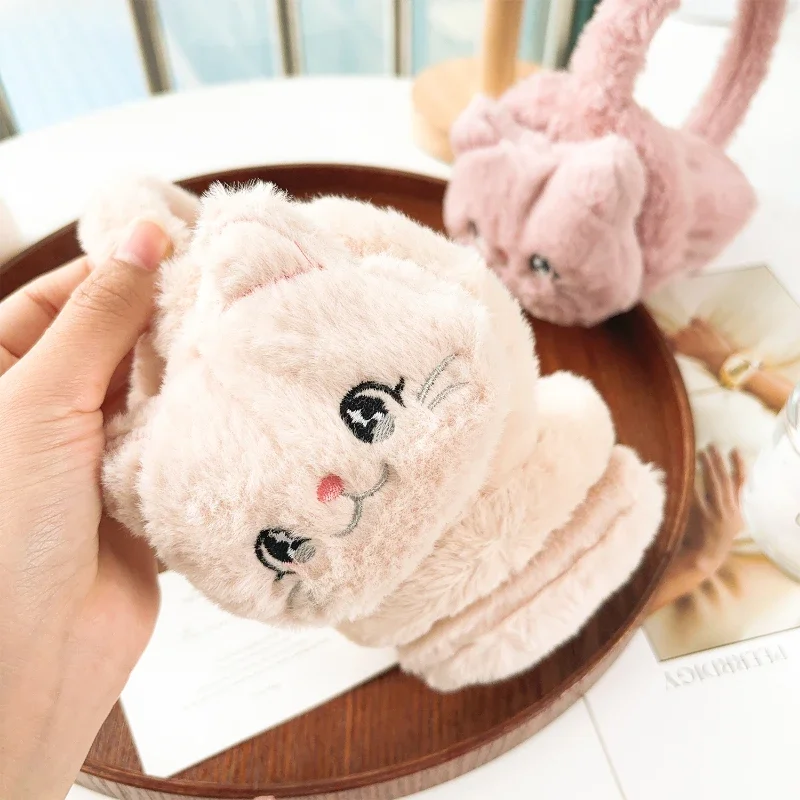 Winter Warm Cartoon Cat Earmuffs for Girls Plush Thick Soft Ear Covers Protection Ear Muffs Children's Fashion Accessories