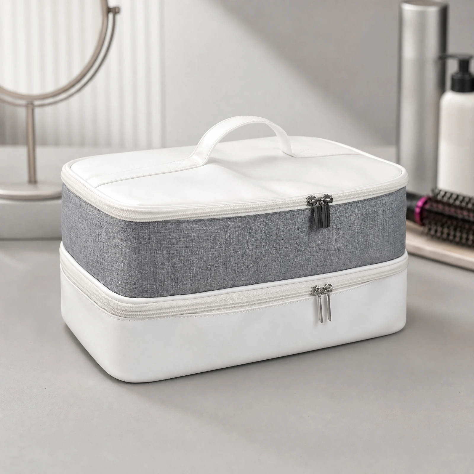 Travel Organizer Portable Double Layer Hair Styling Organizer for Weekend Trips, Salon