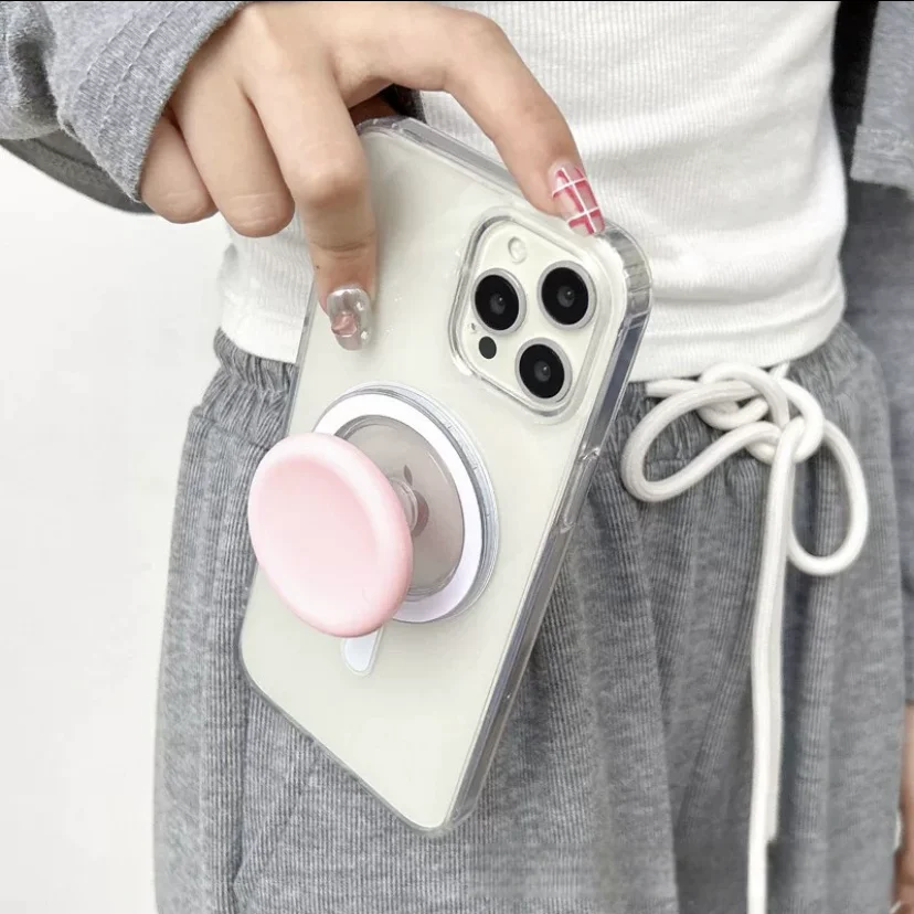 مقبض هاتف مغناطيسي من السيليكون لهاتف Apple وAndroid المحمول عالمي قابل للطي وسهل الإمساك بشكل لطيف وصغير