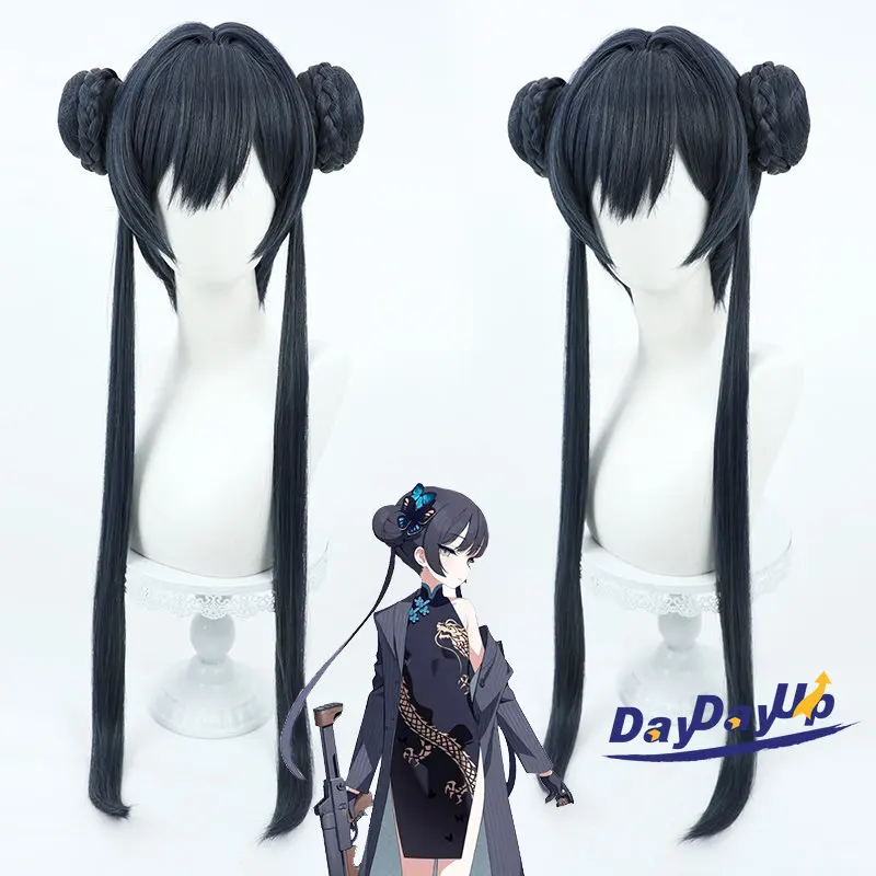 Kisaki Cosplay Pruiken Blauw Archief Kisaki 80Cm Vrouwen Lange Rechte Paardenstaart Pruik Hittebestendig Voor Halloween Kostuum Rollenspel