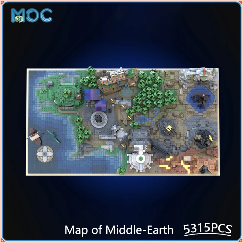 Map of Middle-Earth Model MOC Building Blocks DIY Assemble Bricks Collection Display Creative Educational Toys Gifts 5315PCS