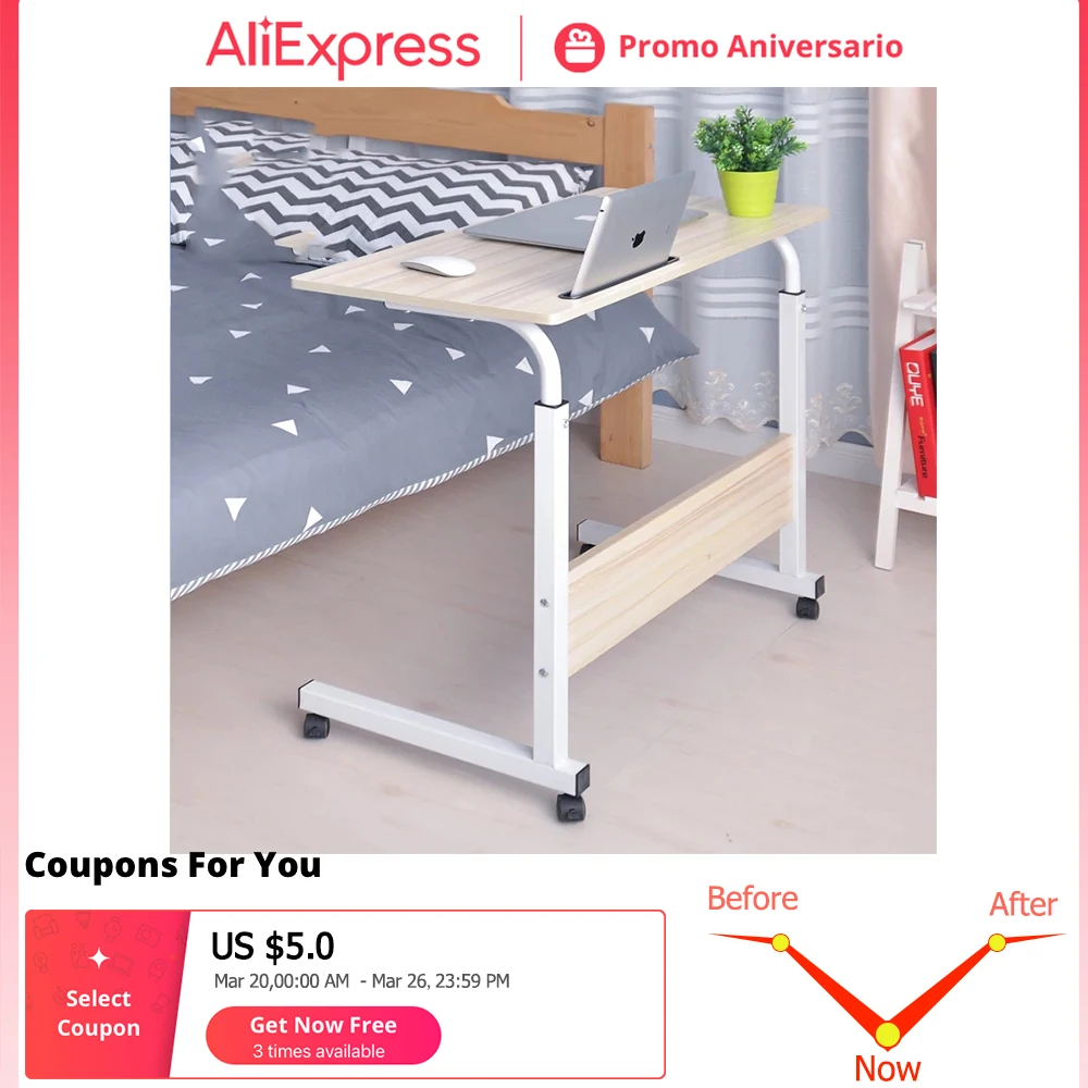 Foldable Computer Table Adjustable Portable Laptop Desk 80*40CM Rotate Laptop Bed Table Can be Lifted Standing Desk
