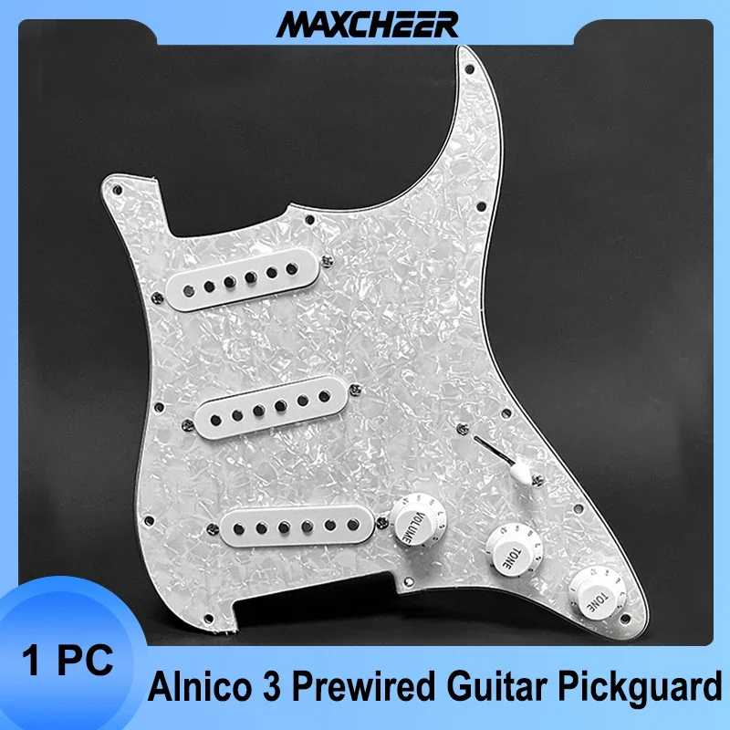 Alnico 3 SSS Prewired Guitar Pickguard Loaded Pickguard Staggered Pickups 48/50/52mm for FD ST Guitar 9 Colors Choose