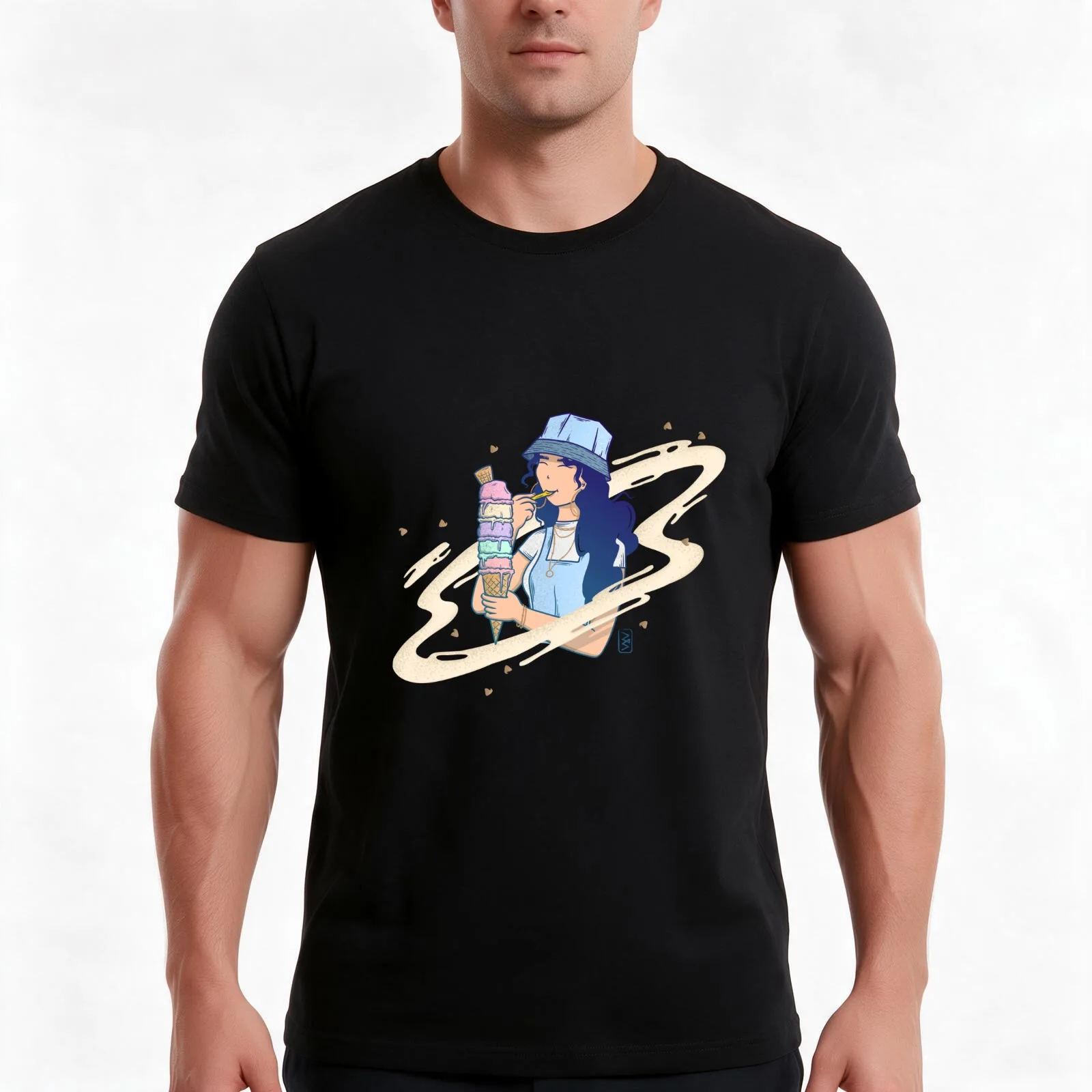 Ice cream cravings T-Shirt Summer Casual Cotton Tee Oversized Streetwear Tops Vintage Graphic Print Loose Fit Short Sleeve