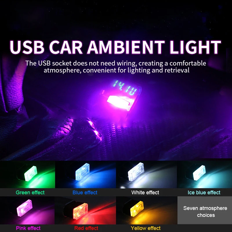 

USB Plugs LED Lights Car Ambient Lamp Interior Decoration Atmosphere Lights For Car Accessory Mini USB LED Bulb Room Night Light