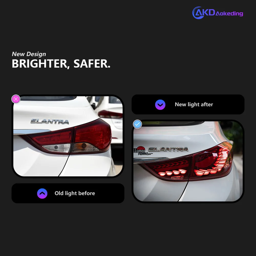 

AKD tuning cars Tail lights For Hyundai Elantra 2014 Taillights LED DRL Running lights Fog lights angel eyes Rear parking lights