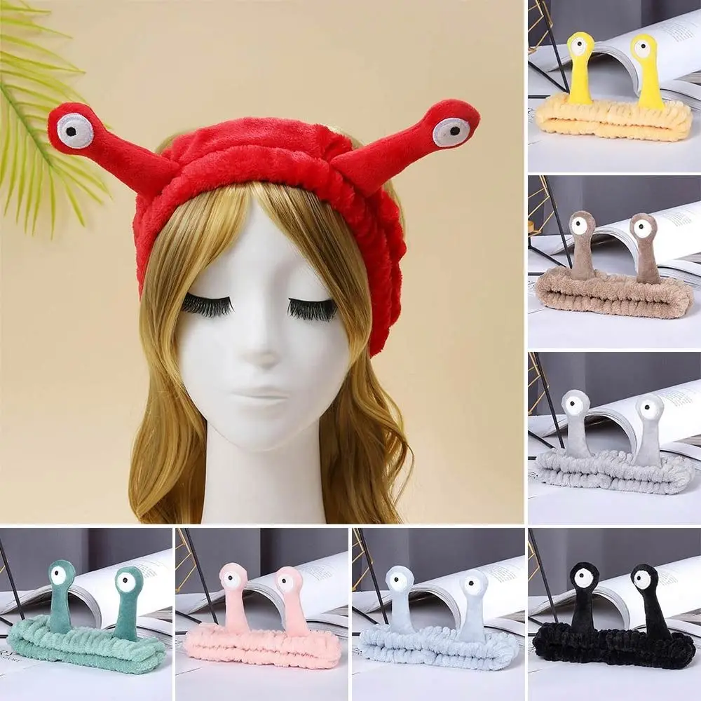 Cute Coral Fleece Cartoon Snail Headband Elastic Skin Care Face Wash Hairband Make up Spa Hairband Women Girl