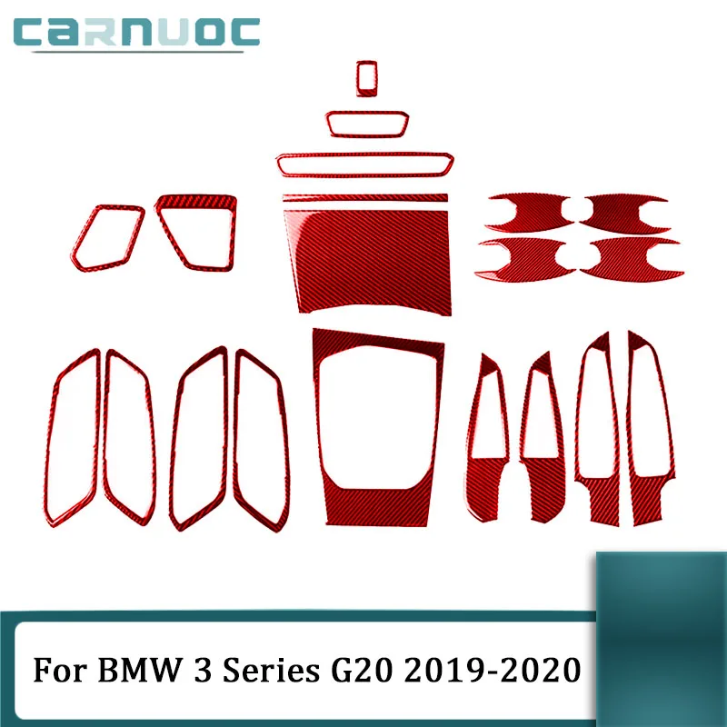 

For BMW 3 Series G20 G28 325Ii 330D 335 2019-2020 Carbon Fiber Red Various Parts Stickers Car Interior Decorative Accessories