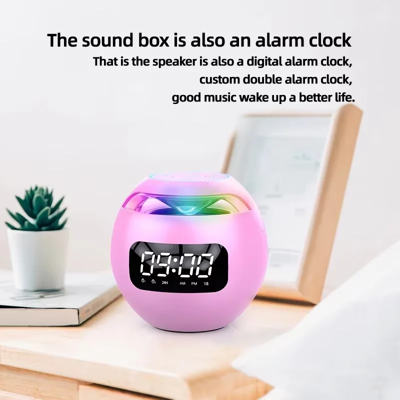 G90 New Clock Color Bluetooth Speaker Mini Portable Home Ball Plug in Small Steel Cannon Computer Speaker