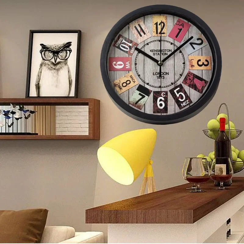 8 بوصة ريترو ستايل ساعة بسيطة ساعة حائط إبداعية كتم الصوت لا يدق على الحائط ساعة معلقة للمنزل والديكور ساعات الحديقة