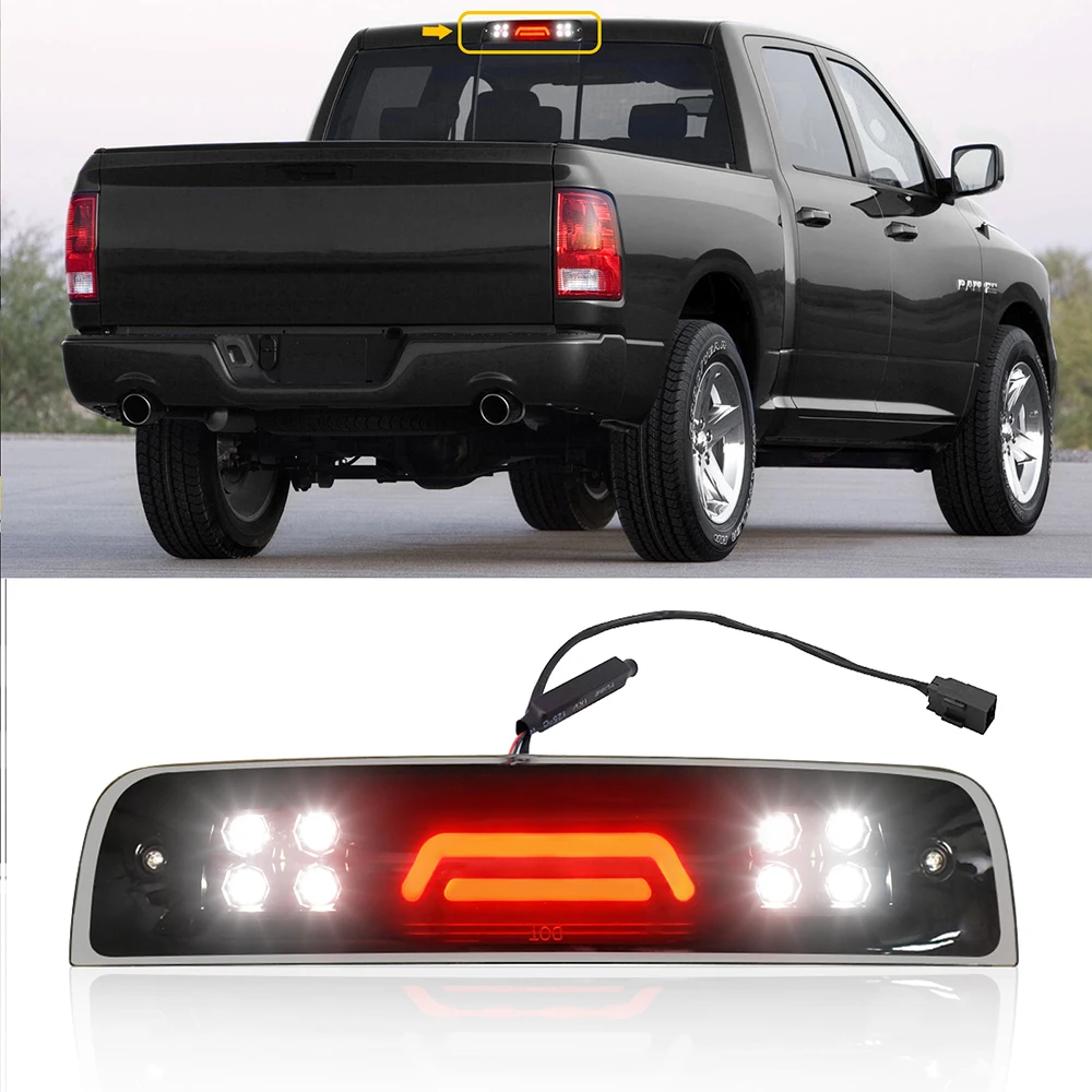 LED Smoke 3rd Third Brake Tail Cargo Light High Mount Stop Lamp Turn Signal Backlights For Dodge RAM 1500 2500 3500 2009-2018