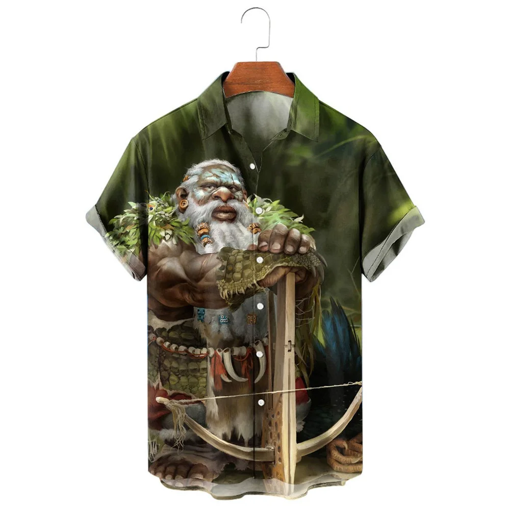 

HX Fashion Men's Shirts Hawaiian Bohemian Tribe 3D Printed Casual Shirt Short Sleeve Beach Shirts for Men Clothing