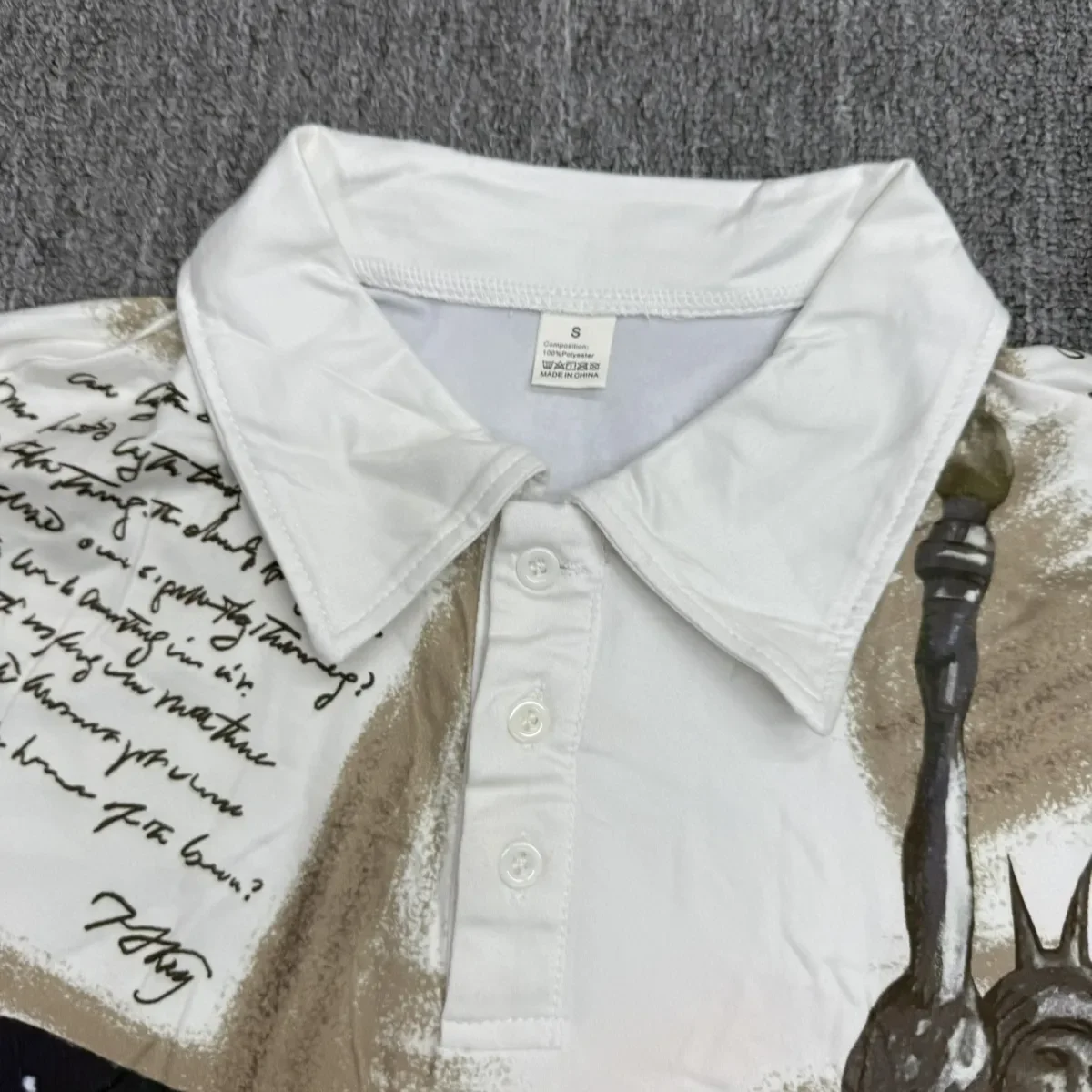 Y2k Gothic Statue of Liberty Polo T Shirts Men Women Rock Hip Hop Loose Men Shirts Round Neck Short Sleeve Polo Shirt Tops