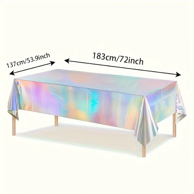 10pcs Rainbow Laser Party Table Covers Disposable Aluminum Foil Decorations for Birthdays Wedding Versatile Celebration Supplies