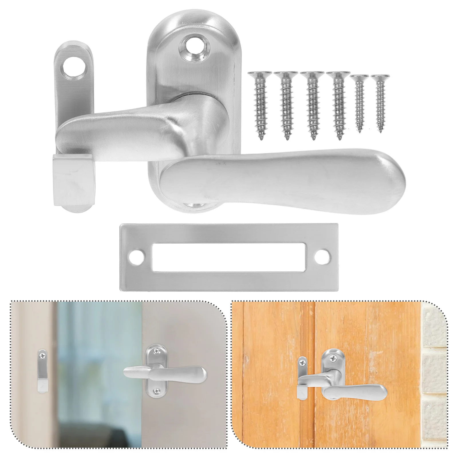 

1Pcs Stainless Steel Door Window Lock Sliding Bolt Buckle for Cabinet Drawer Furniture Durable Easy to Use Silver
