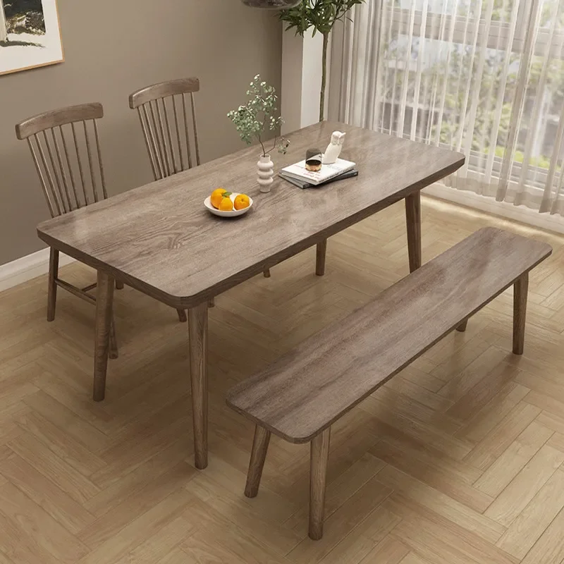 

b22Nordic all-solid wood dining table and chair combination household log light luxury rectangular dining table