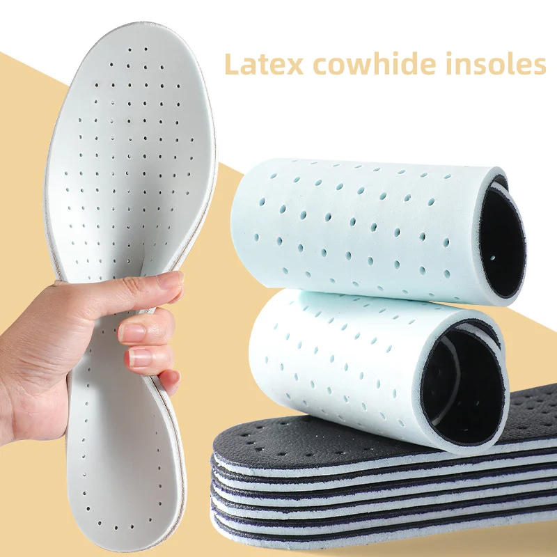 

Cowhide Latex Insoles for Shoes Sweat Resistant Breathable Shoes Pads High Elasticity Shock Absorption Men Women Sports Insoles