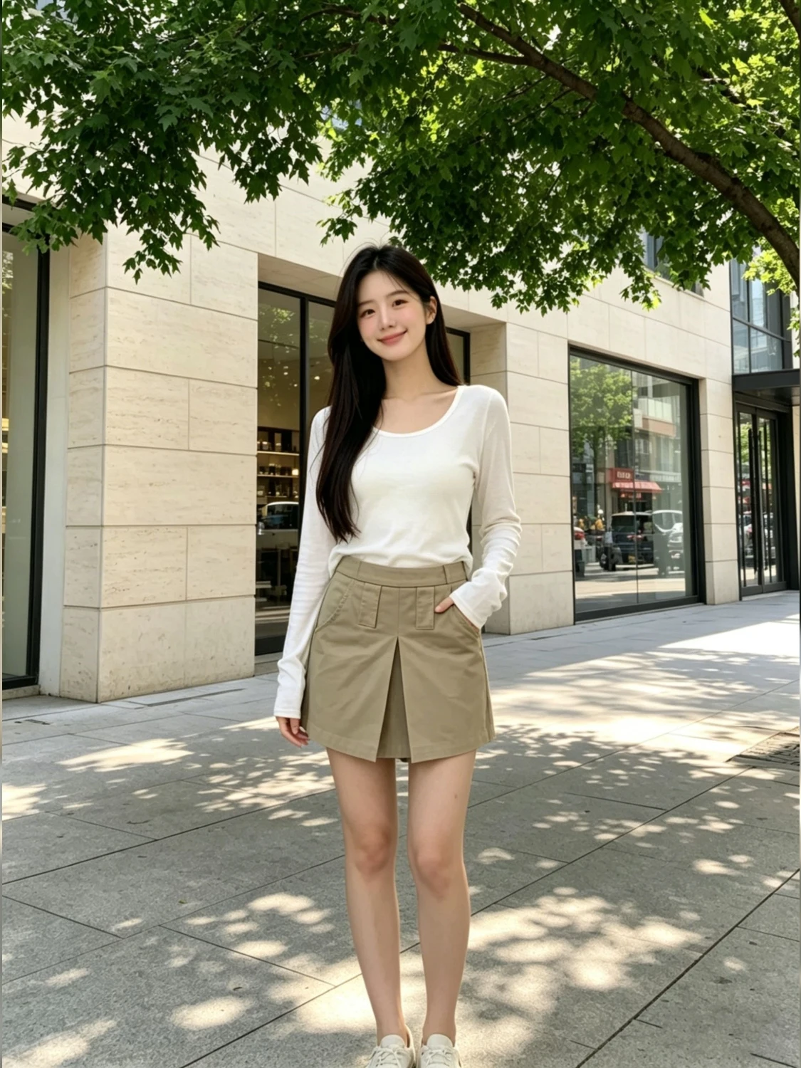 

Khaki High Waist A-Line Workwear Skirt Pants Women's Summer New Style Fake Two-Piece Short Pants American Style Slimming Smal...