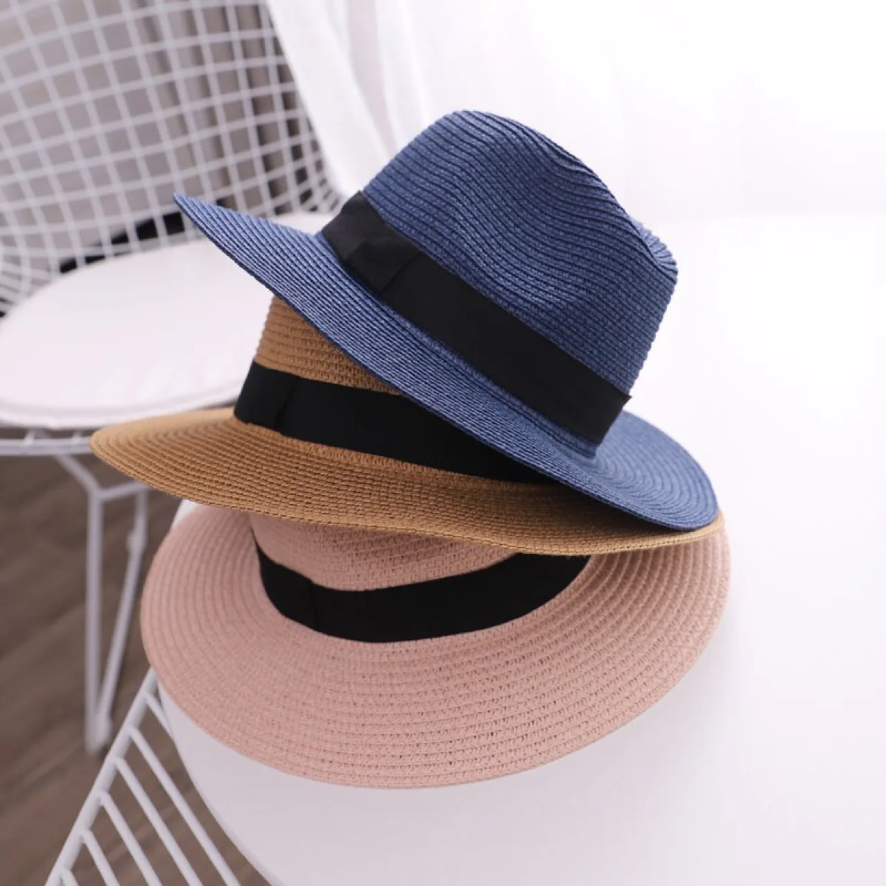 Free Shipping Personalised Embroidered Boater Hat Summer Hat - Wide Brim Summer Hat Embroidery Custom Monogram Straw Fedora Hat