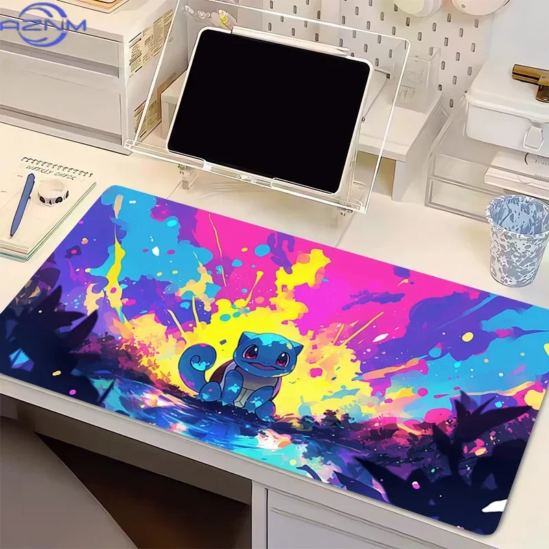 Squirtle Colorful Splash Graffiti Anime Large Mousepad, Rubber Non Slip Desk Mat for Gaming and Office Desktop Decoration