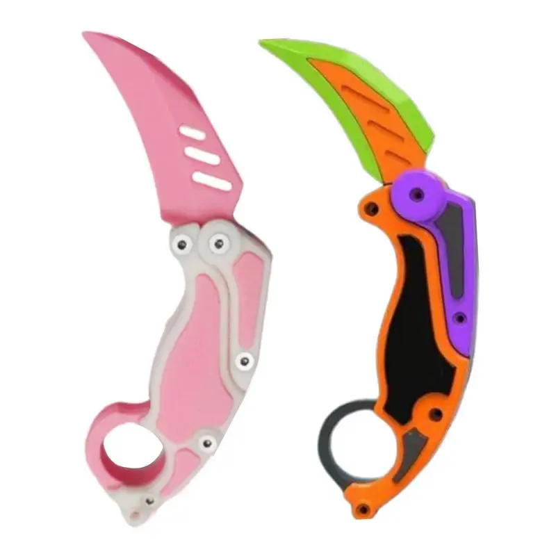 3D Printed Knife Fidget Toy With Butterfly Claw Blade Stress Relief Luminous Hand Gripper Sensory Toys For Toddler Kids