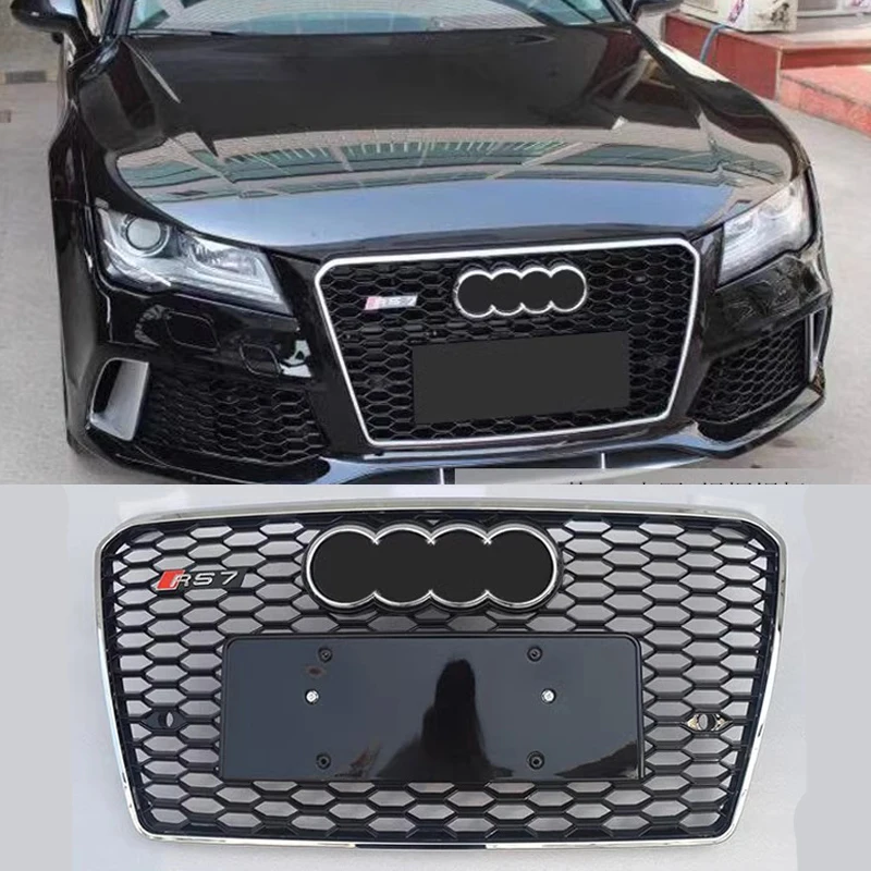 

For Grill Audi A7 modified RS7 Racing grills Honeycomb Hood 2009 2010 2011 2012 2013 2014 2015 front bumper mesh Cover Plate