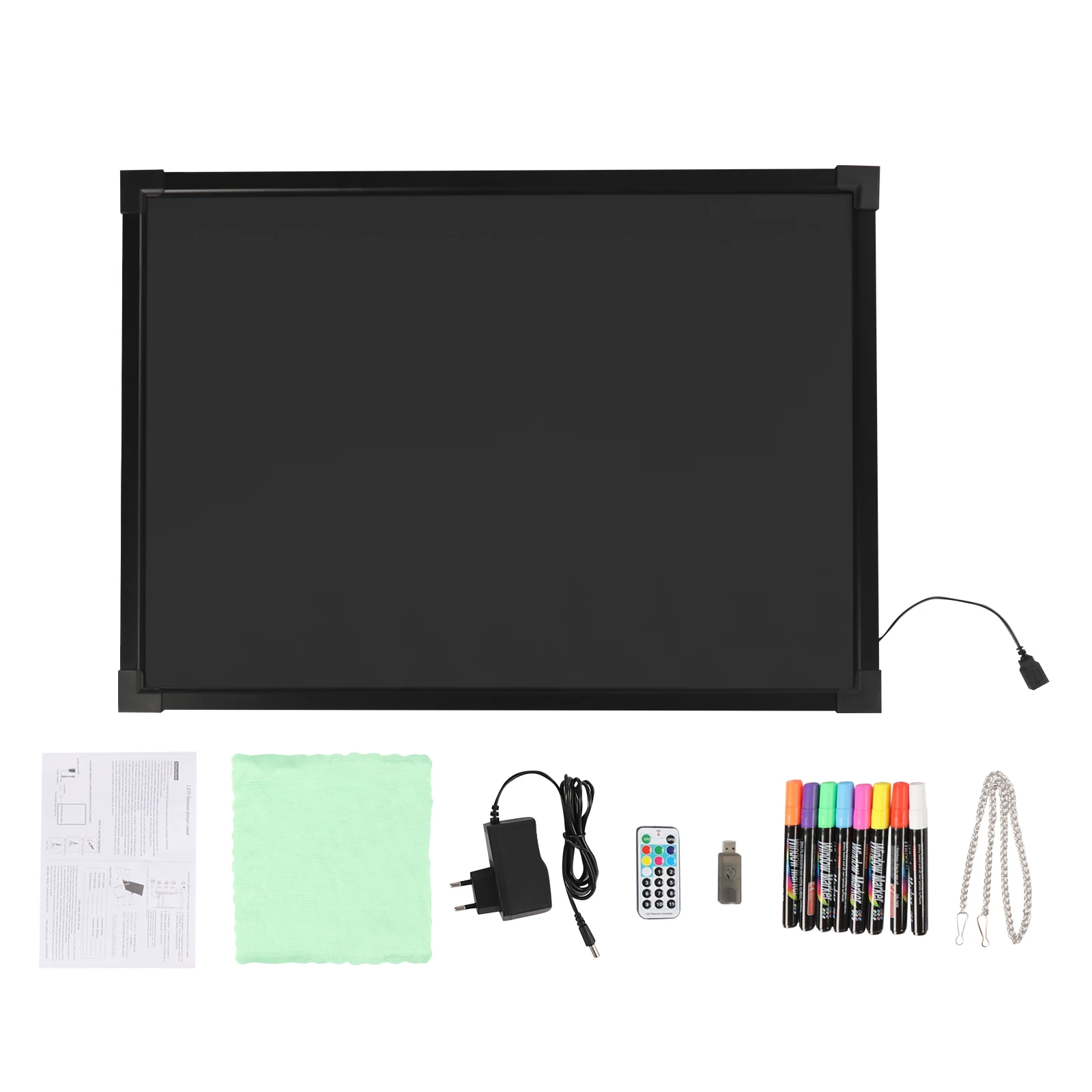 Illuminated LED Message Board 20"x28" Erasable Neon-Effect Sign with 8 Fluorescent Markers Flashing Modes and Remote Control