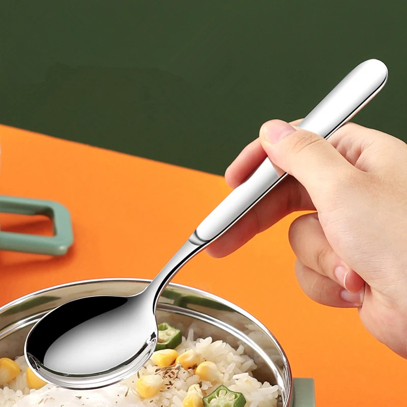 

316 Stainless Steel Korean Style Spoon Multi-purpose Long-handled Round Spoon Rice Spoons for Kids Household Kitchen Utensils