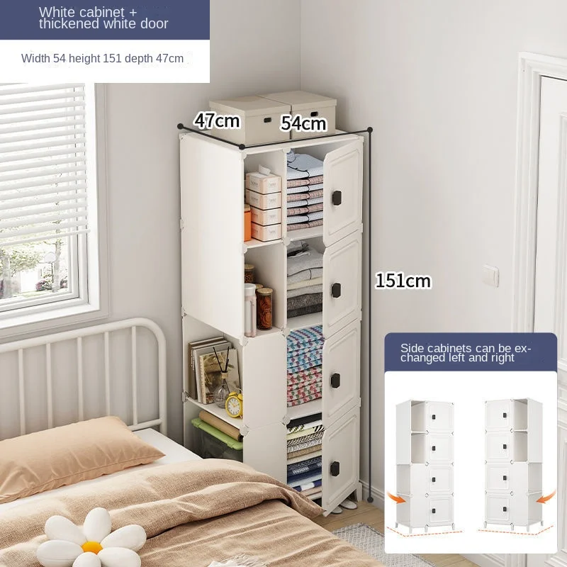 Bedroom Household Multilayer Single Door Folding Storage Cabinet Locker Collapsible Dustproof Wardrobe Goods Shelves Furniture