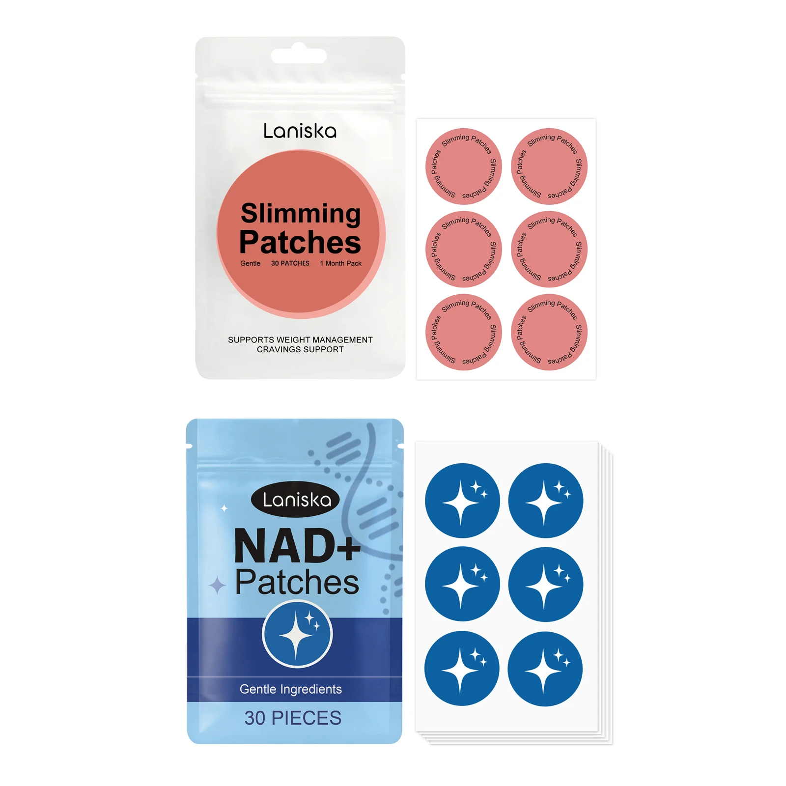 NAD+ Body Care Patches and Slimming Weight Management Patches Set Total 60 Pieces Gentle Skin Stickers