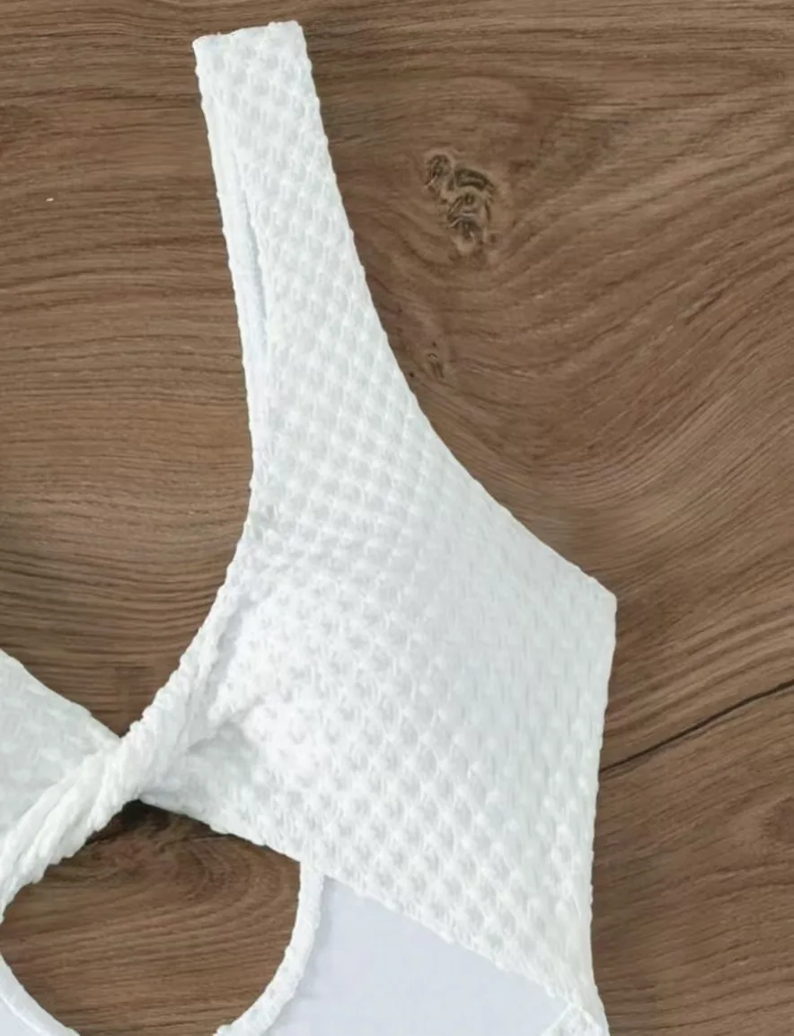 Sexy branco frente nó oco para fora maiôs duas peças com capa de malha saia biquinis maiô praia outfits biquini tankini