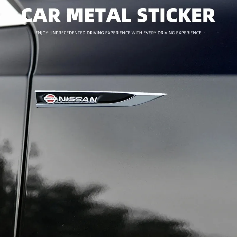 2pcs 3D Metal Car Fender Side Wing Blade Badge Emblem Sticker For Nissan J10 X-Trail Qashqai Juke Leaf Micra NOTE Patrol Gadgets