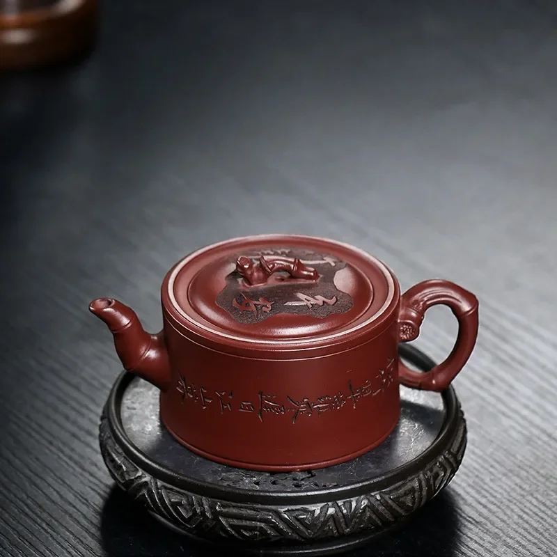 

Yixing Handmade Purple Clay Pot Home Canglong Blood Sand Bamboo Report Safe Kung Fu Tea Set Chinese Tea Pot 200ml