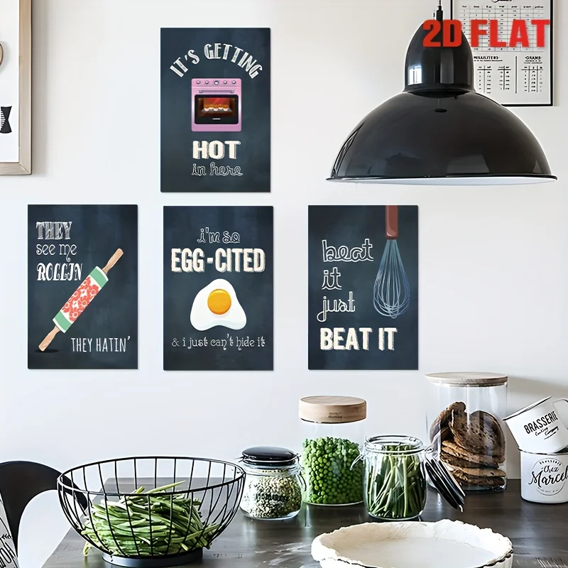 Decorative Sign& Plaque 4pcs Funny Culinary Kitchen Metal Signs, Vintage 8x12 Inch Wall Decor With Humorous Food-Themed Phrases