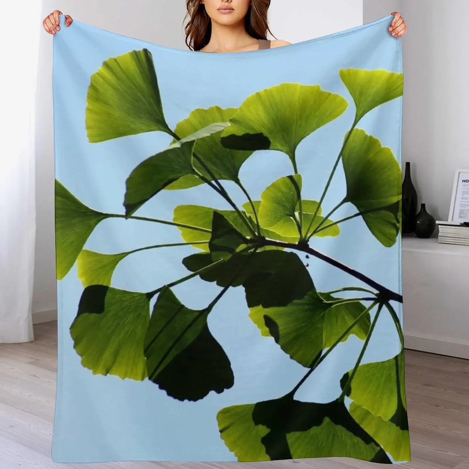 

Gingko Biloba Tree Throw Blanket Lightweight Warm Blanket for Indoor Outdoor Use