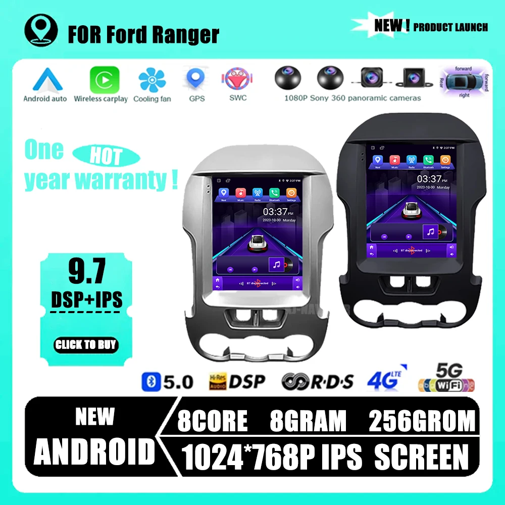 Android 14 Player For Ford Ranger 2012 2013 2014 2015 Car Intelligent System Radio Multimedia Video GPS CarPlay Auto 4G+WIFI BT