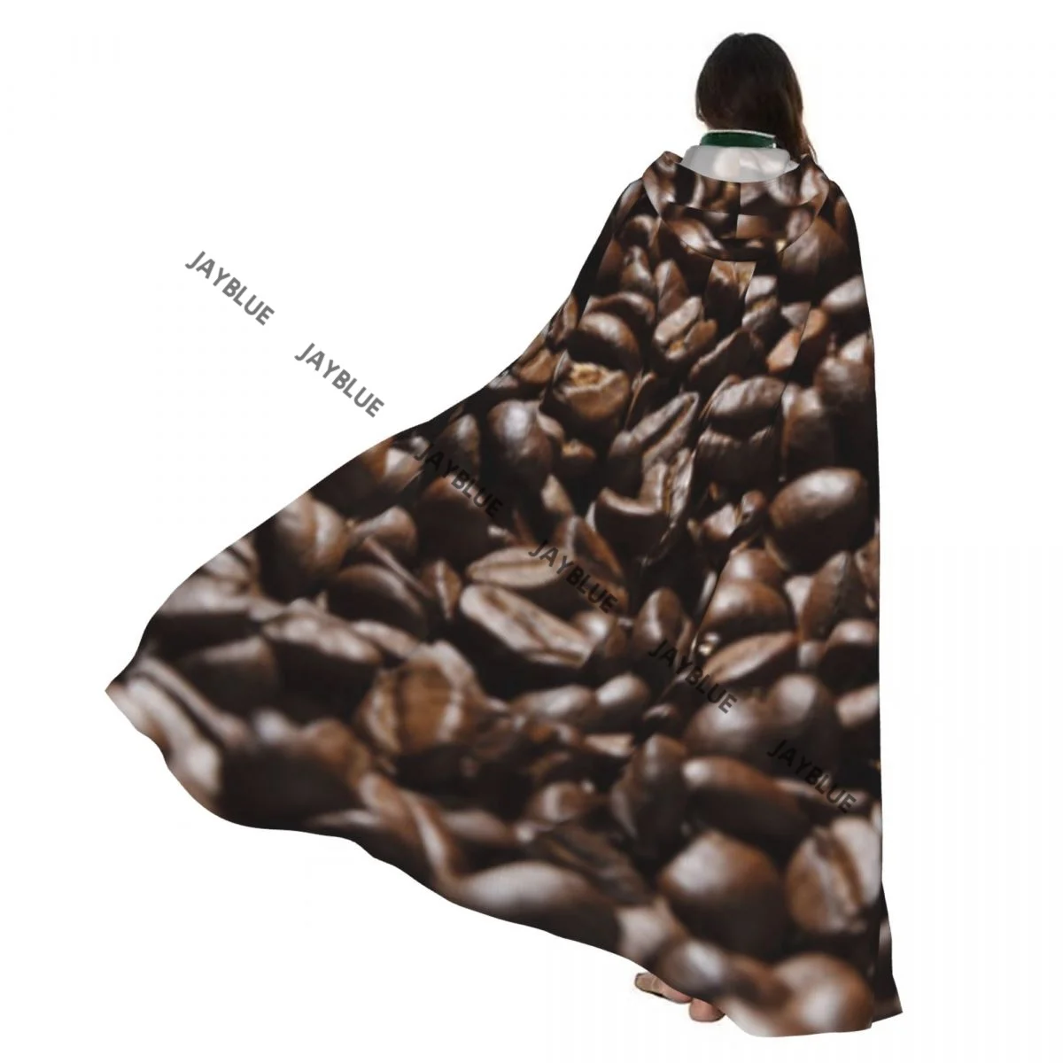 

Adult Cloak Cape Hooded Coffee Beans Medieval Costume Witch Wicca Vampire Elf Purim Carnival Party