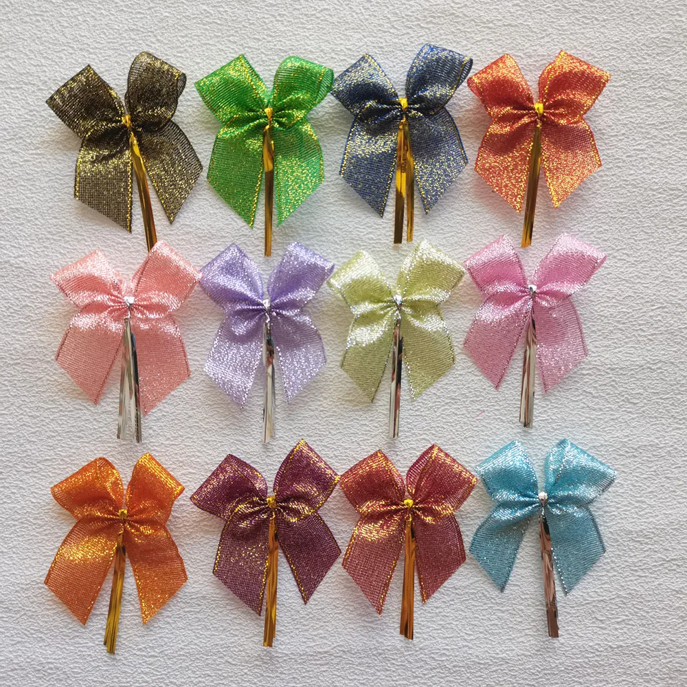 20/50pcs Christmas Bows Bakery Packing Sealing Bread Cake Wire Twist Tie  Party Wedding Decoration Bows For Decoration