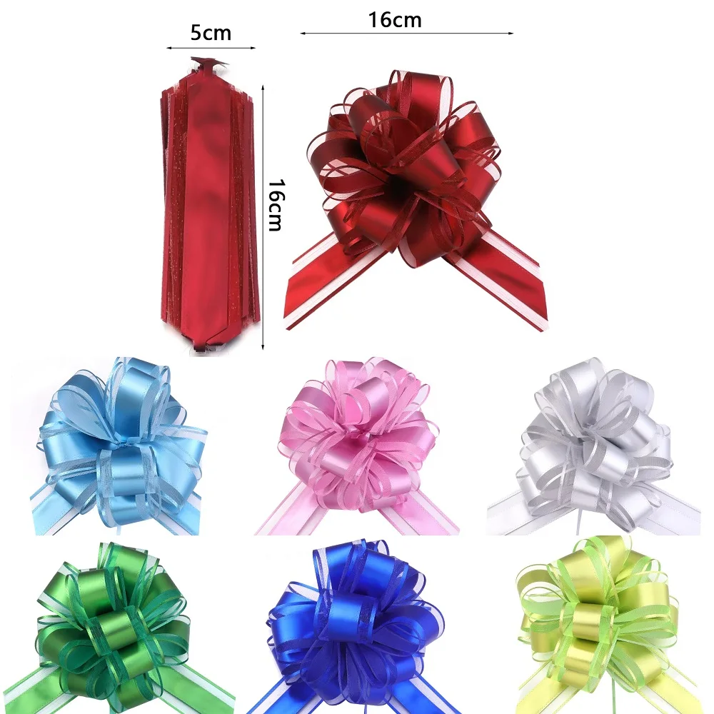 Grands rubans à nœud de traction pour mariage, 2/10 pièces, fleurs, chaises de voiture, décoration, emballage cadeau de noël, fournitures de fête d'anniversaire, artisanat de maison
