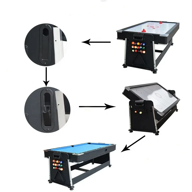 Pool Table Air Hockey Table 4-in-1 Multi-Purpose Game Table 7ft (7.5m) with Dining  Swivel