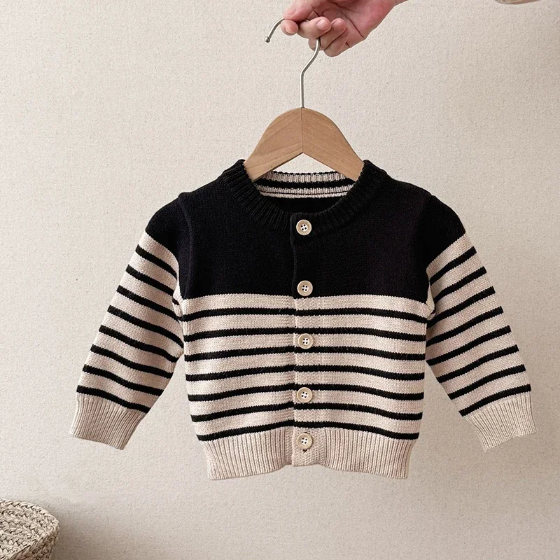 2025 جديد الخريف 0-3Yrs طفل رضيع الفتيات الفتيان مجموعة ملابس بأكمام طويلة مخطط سترة بذلة ملابس الأطفال دعوى
